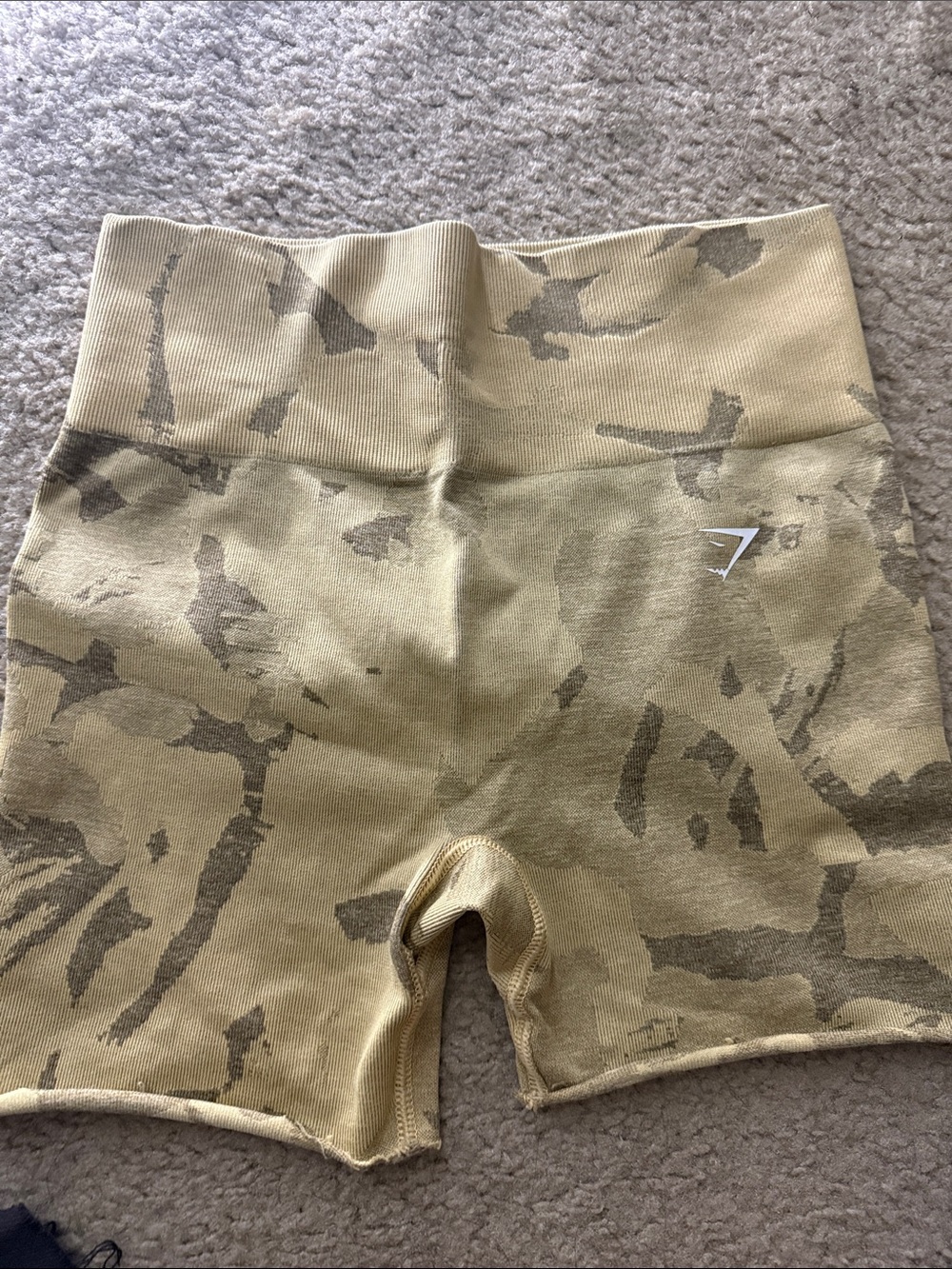 Gymshark Tan Camo High-Waist Athletic Bike Shorts